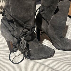 Gray Suede tassel heel Women's Boots size 40